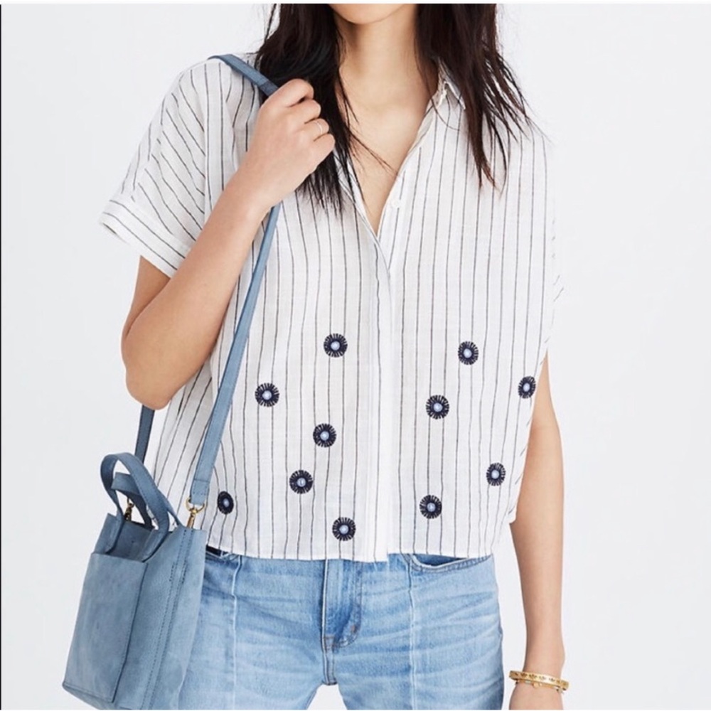Madewell Hilltop Embroidered Floral Shirt Small